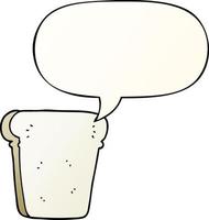 cartoon slice of bread and speech bubble in smooth gradient style vector