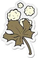 sticker of a cartoon old leaf vector
