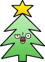 gradient shaded cartoon christmas tree vector