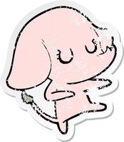 distressed sticker of a cute cartoon elephant vector