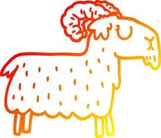 warm gradient line drawing cartoon stubborn goat vector