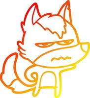 warm gradient line drawing cartoon annoyed wolf vector