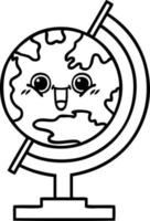 line drawing cartoon globe of the world vector