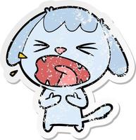 distressed sticker of a cute cartoon dog vector