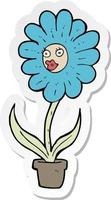 sticker of a cartoon flower vector