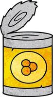 textured cartoon doodle of a can of peaches vector