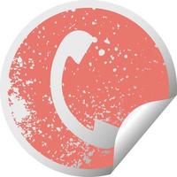 distressed circular peeling sticker symbol telephone handset vector