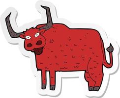 pegatina de una vaca peluda de dibujos animados vector