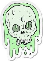 sticker of a cartoon slimy skull vector