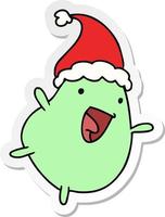 christmas sticker cartoon of kawaii bean vector