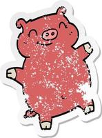 distressed sticker of a cartoon pig vector