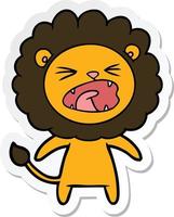 sticker of a cartoon angry lion vector