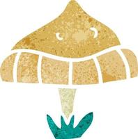 retro cartoon doodle of a single mushroom vector