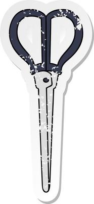 distressed sticker of a quirky hand drawn cartoon scissors