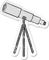 distressed sticker of a cartoon telescope vector