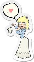 pegatina de una mujer de dibujos animados tirando un pañuelo vector