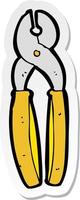 sticker of a cartoon pliers vector