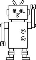 robot de dibujos animados de dibujo lineal vector