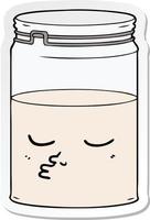 sticker of a cartoon glass jar vector