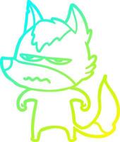 cold gradient line drawing cartoon annoyed wolf vector