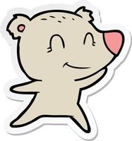 sticker of a friendly bear cartoon vector