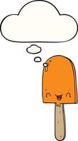 cartoon ice lolly and thought bubble vector