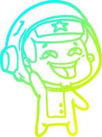 cold gradient line drawing cartoon laughing astronaut vector