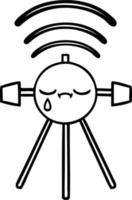 line drawing cartoon crying satellite vector