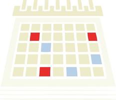 calendario de trabajo de dibujos animados retro de color plano vector