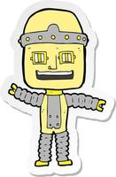 sticker of a cartoon waving robot vector