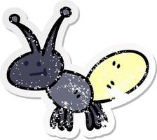 distressed sticker of a quirky hand drawn cartoon light bug vector