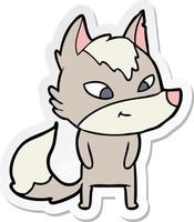 sticker of a friendly cartoon wolf vector