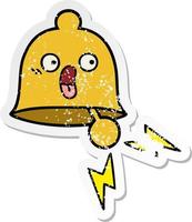 distressed sticker of a cute cartoon ringing bell vector