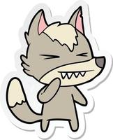 sticker of a angry wolf cartoon vector