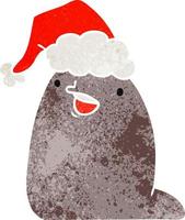 christmas retro cartoon of kawaii slug vector