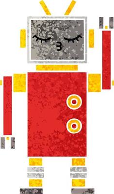 retro illustration style cartoon robot