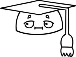 line drawing cartoon graduation hat vector