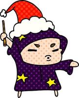 dibujos animados de navidad del mago kawaii vector
