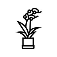 flor en maceta línea icono vector ilustración