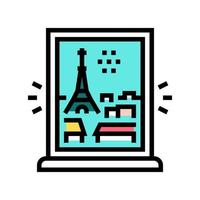 vista desde la ventana en la ilustración de vector de icono de color de París