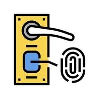 fingerprint security system for open door color icon vector illustration
