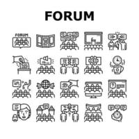 Forum People Meeting Collection Icons Set Vector