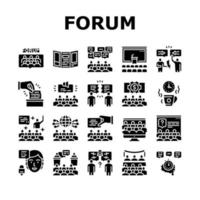 Forum People Meeting Collection Icons Set Vector