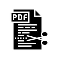 cortar archivo pdf glifo icono vector ilustración