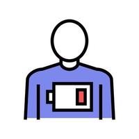 postración humana batería baja color icono vector ilustración