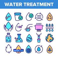 Color Water Treatment Signs Icons Set Vector
