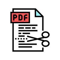 cutting pdf file color icon vector illustration