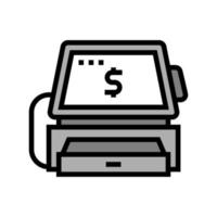 mostrador de caja con ilustración de vector de icono de color de terminal pos