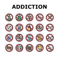 Addiction Substance Dependence Icons Set Vector