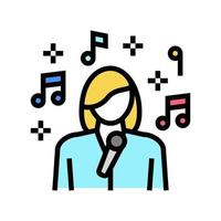 singer woman singing song in microphone color icon vector illustration